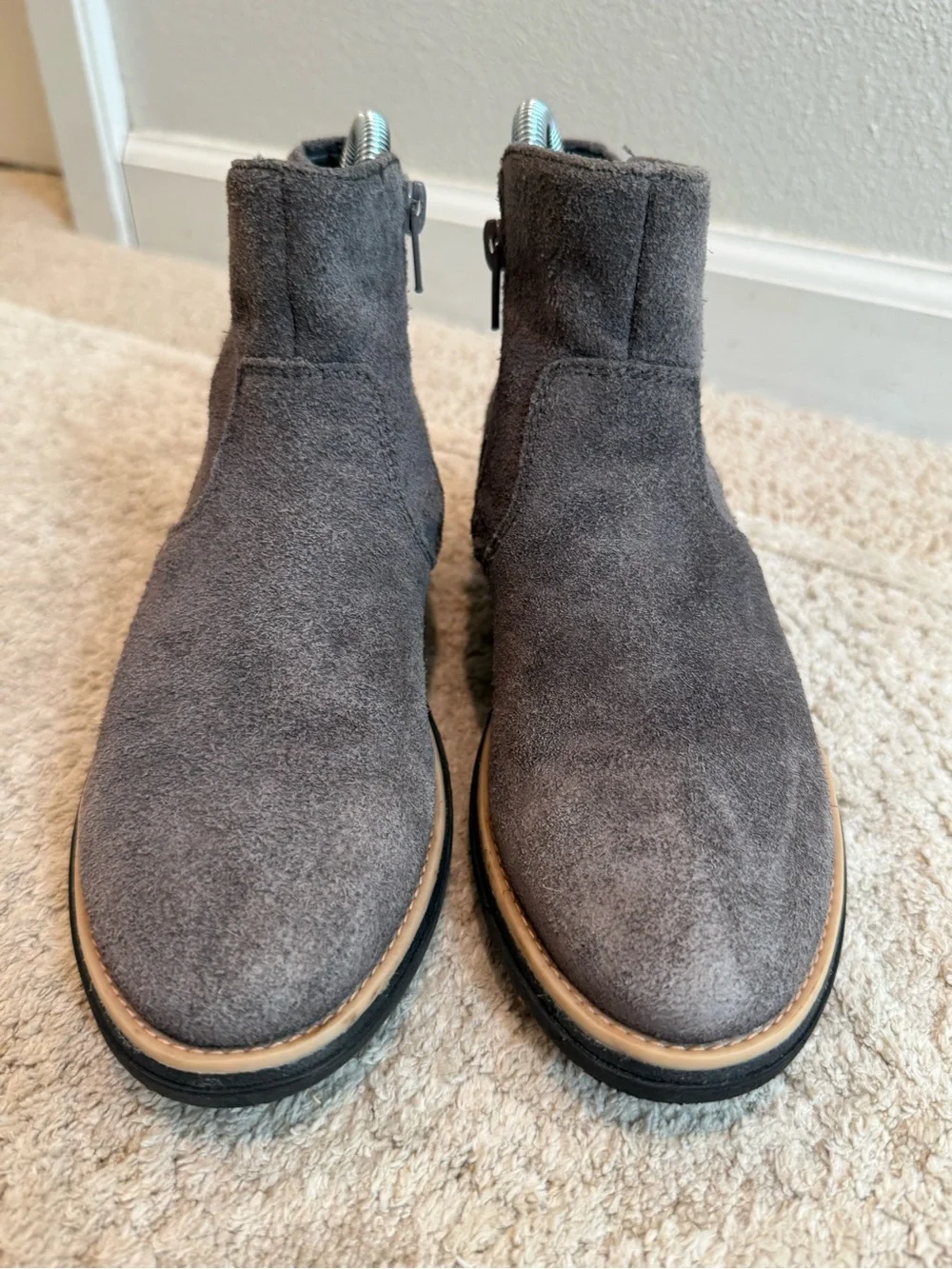 Clarks Sharon Swing Suede Wedge Ankle Booties Gray Size 5.5